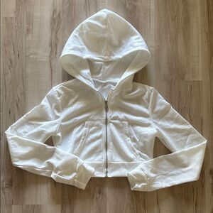 New White Cropped Hooded Jacket